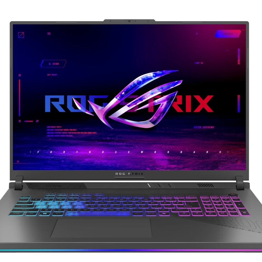 ASUS ROG Strix Laptop in Gray with RGB Blue-Purple Lighting
